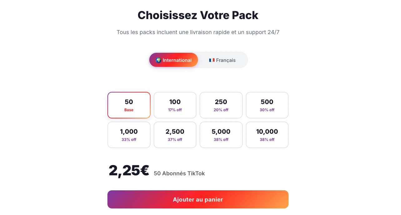 TikTok followers packages at Followers-Lab